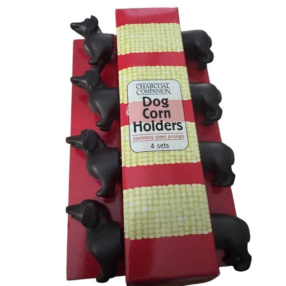 Dachshund Dog Corn On The Cob Holders 4 Pack Stainless Steel Prongs BBQ‎ Summer - Picture 1 of 5